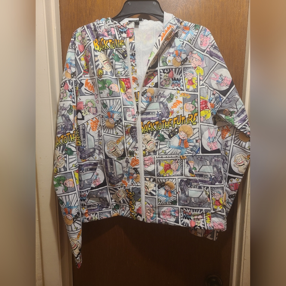 Back To The Future, Universal Studios,  Windbreaker Hooded Jacket, XS, New,